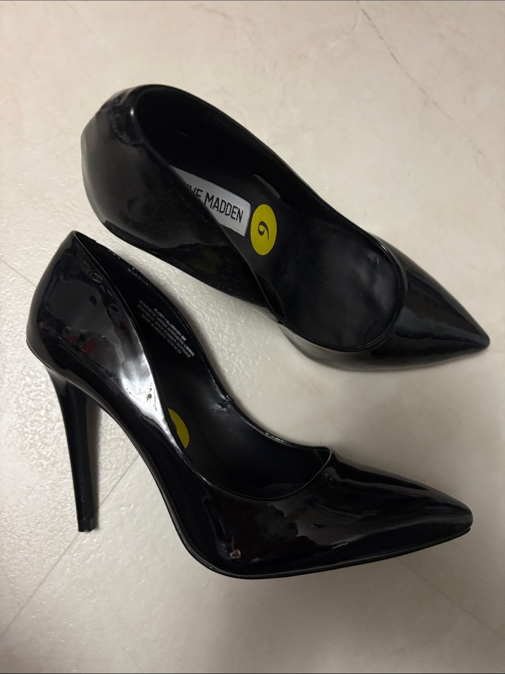 Steve Madden Black Patent Pointed-Toe High Heel Pumps